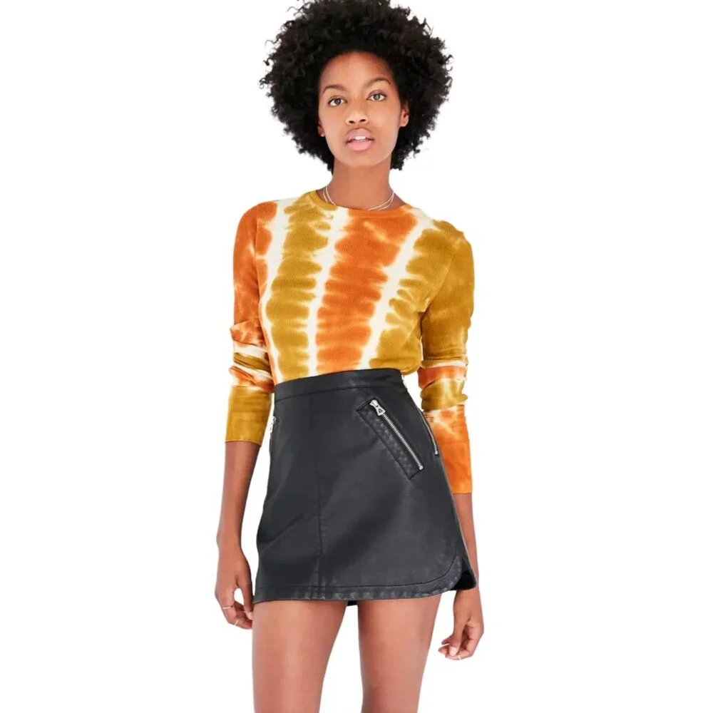 BDG Urban Outfitters Rhiannon Orange Yellow Tie-Dye Long-Sleeve Tee Size Small - Picture 2 of 11